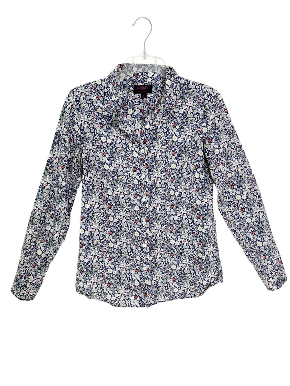 J.Crew Liberty Art Fabrics Floral Cotton Print Button Down Shirt Navy Size 2 - Picture 3 of 8